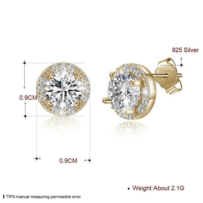 925 Sterling Silver Cubic Zirconia Stud Earrings, Different Color Options, Trendy Fashion Jewelry Gift for Women