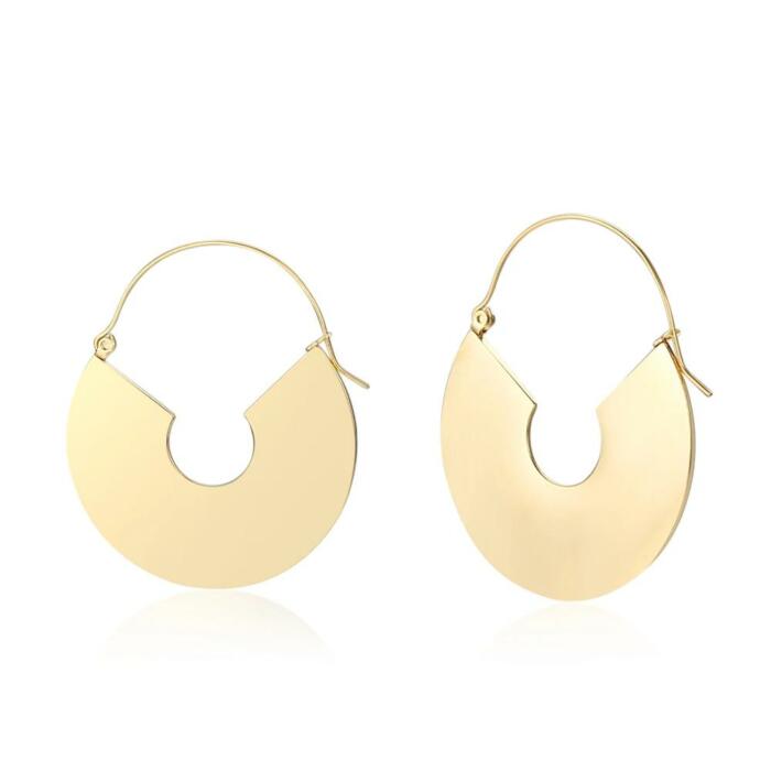 Gold Geometric Shaped Exaggerated Hoop Earrings
