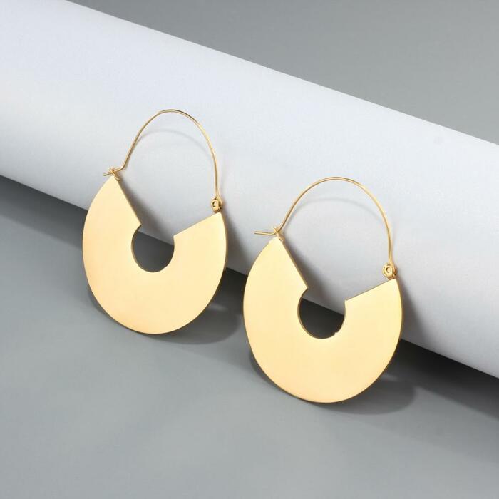 Gold Geometric Shaped Exaggerated Hoop Earrings