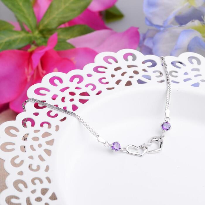 925 Sterling Silver Bracelets For Women Heart to Heart Jewely Cubic Zircionia Bracelets & Bangles Gift