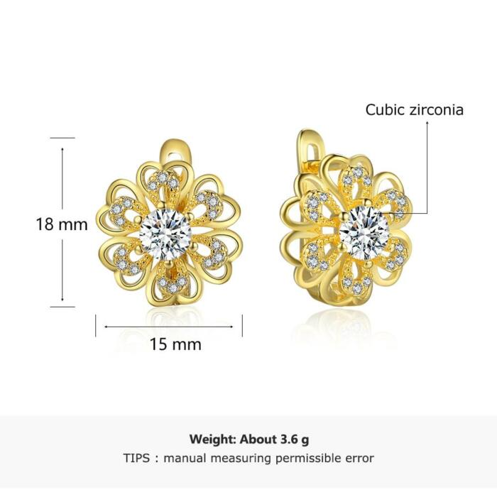 Gold Flower Hoop Earrings- Simple Earrings for Women- Flower Design Earrings for Women