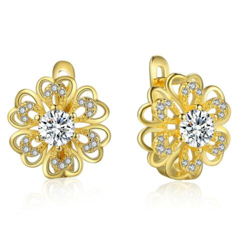 Gold Flower Hoop Earrings - Flower Design Earrings