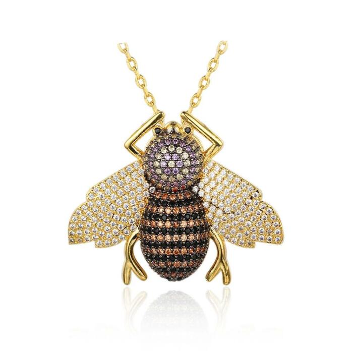 Cubic Zirconia Insect Necklace - Insect Pendant Jewelry for Women- Fashion Pin Accessories for Ladies - Animal Pendant Jewelry for Women - Wedding Gift for Women