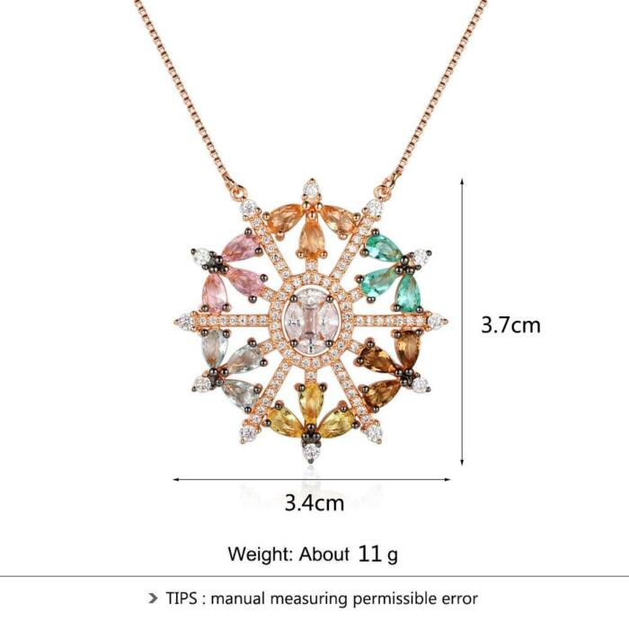 925 Sterling Silver Snowflake Cubic Zirconia Pendant Necklaces, Colorful & Charming Jewelry Gift for Women
