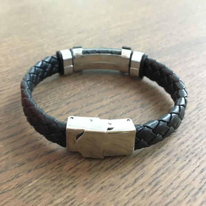 Genuine Leather Bracelets for Men - Scorpio Design Plate Wristband