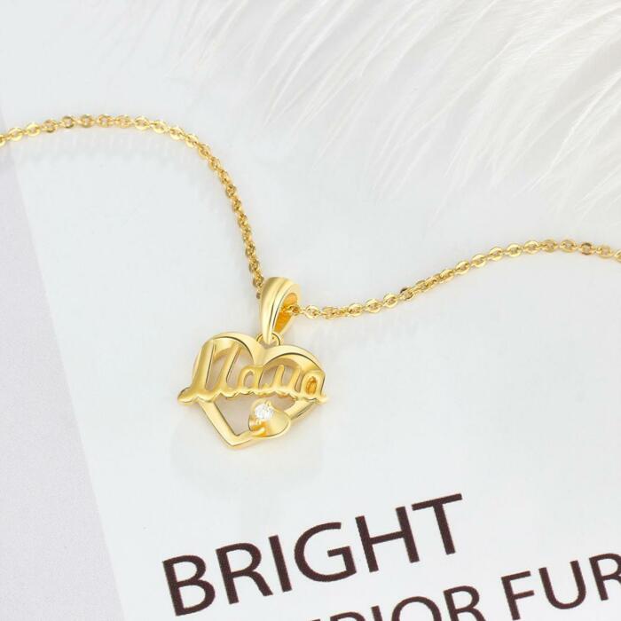 Gold Zirconia Stone Stud Necklace - Name Engraved Necklace