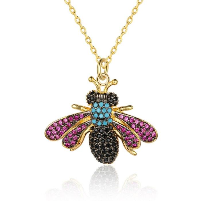 Crystal Vintage Bee Necklace with Pendant - Stylish Neckpiece for Women