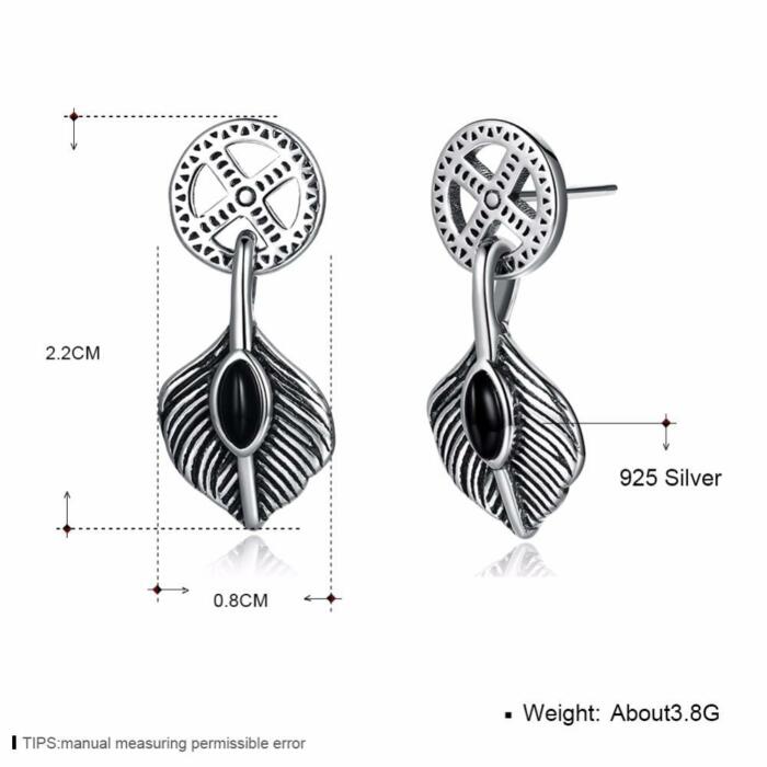 Vintage Leaves Shape Stud Earring - Sterling Silver Stud Earrings