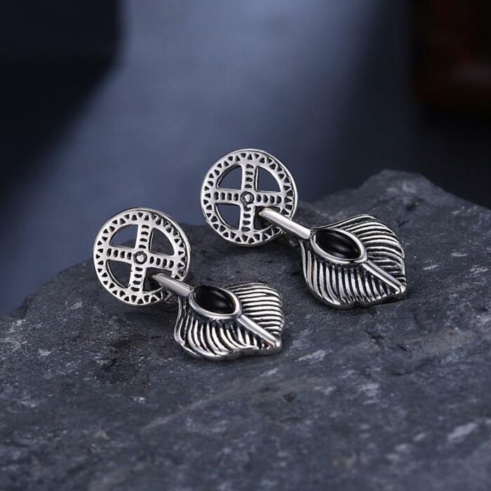 Vintage Leaves Shape Stud Earring - 925 Sterling Silver Stud Earrings For Women - Push-back closure - Fashion Party Jewelry - Black Gun Color