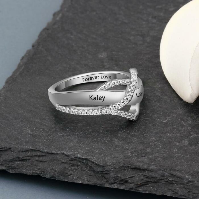 Personalized Silver Rings - Surround Heart Shape Ring