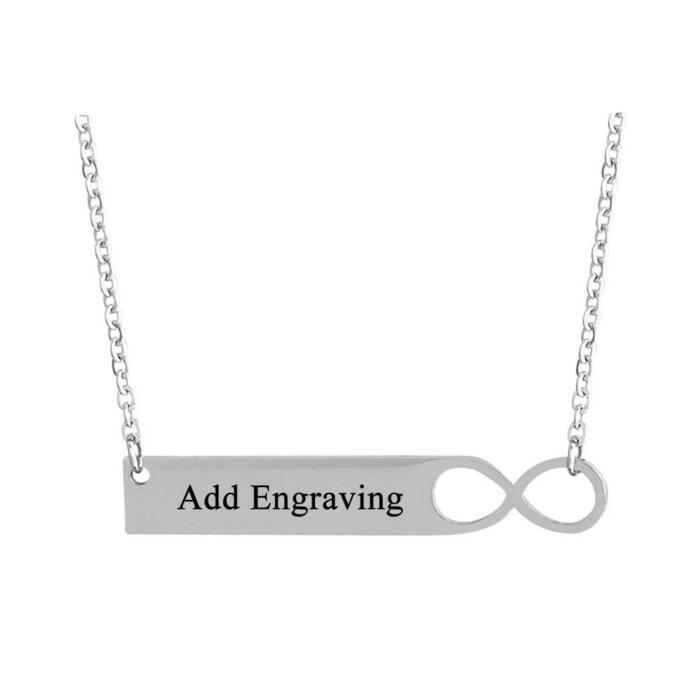 Personalized Infinity Custom Name Bar Necklace with Engrave Name Pendant