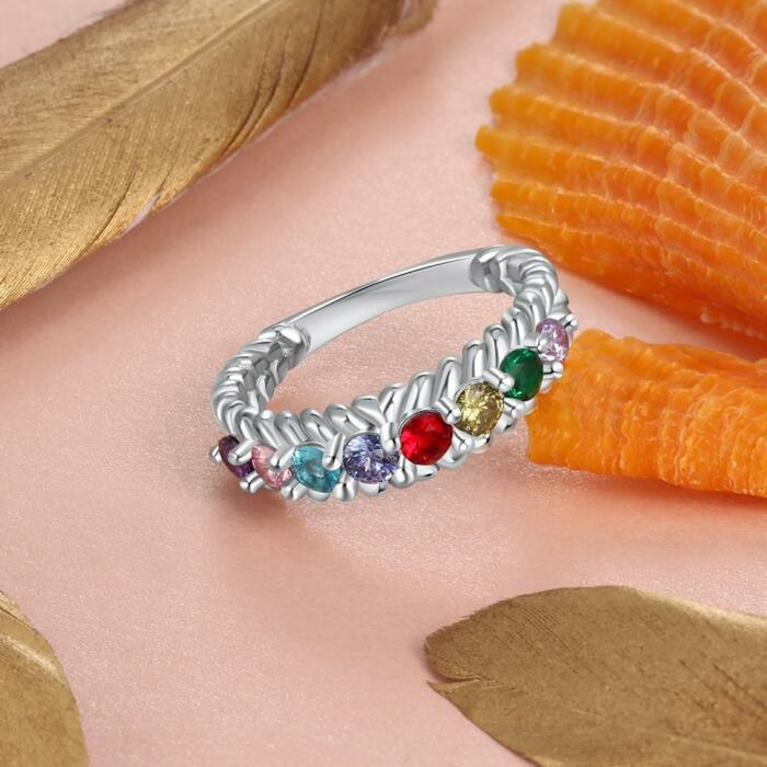 Personalized Rings for Women - Eight Custom Birthstones - Family Gift - Fashion Jewelry