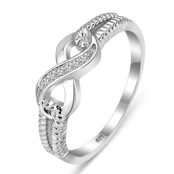 Infinity Diamonds Open Design Sterling Silver Ring