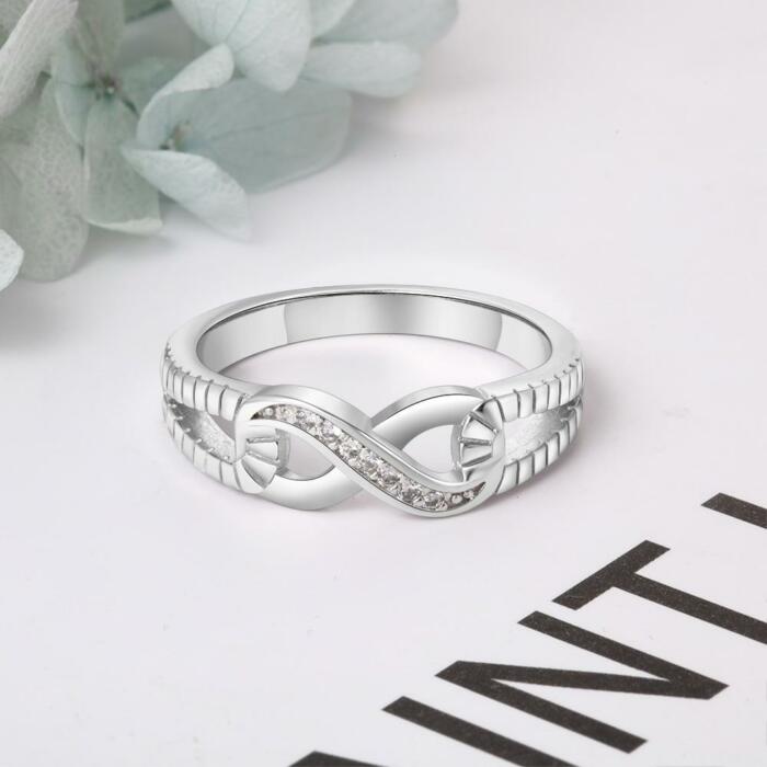 Infinity Diamonds Open Design Sterling Silver Ring, Trendy Women Jewelry, Gift for All Occasions