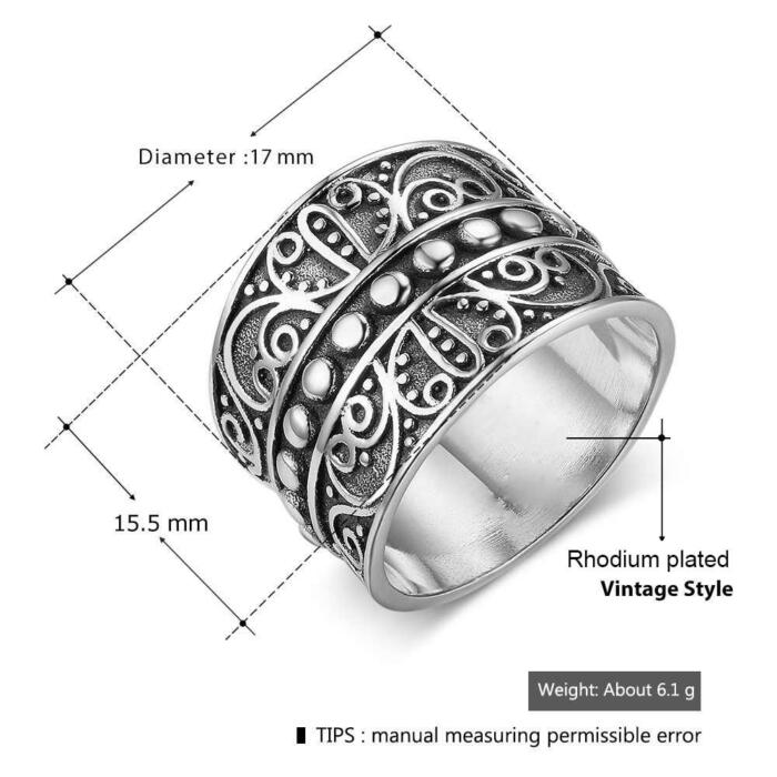 Vintage Style Copper Ring for Women - Contemporary Design Broad Ring for Women - Beautiful Motif Ring for Women