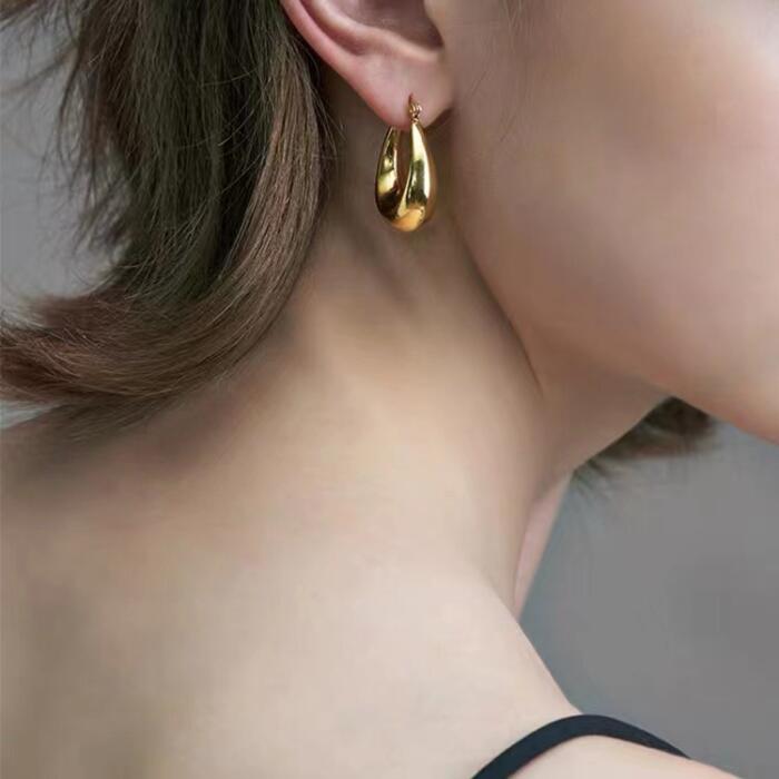 Gold Huggie Hoop Earrings - Image 2