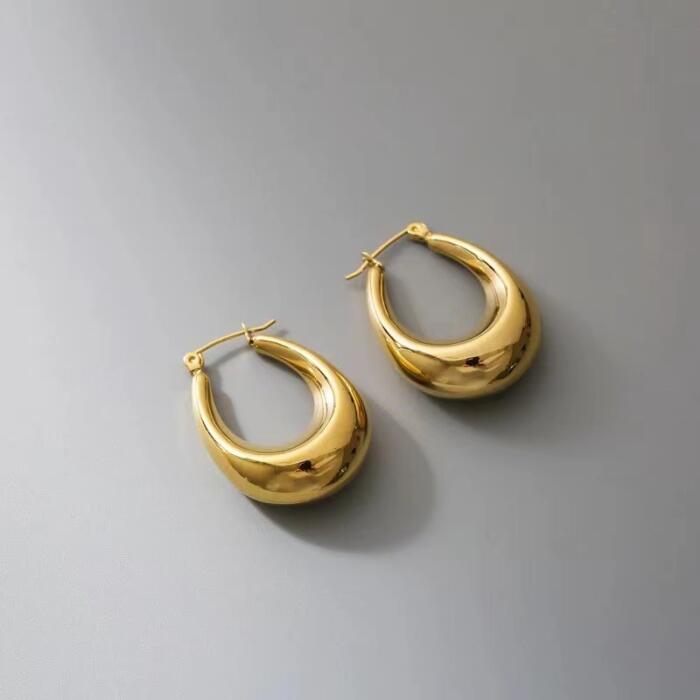 Gold Huggie Hoop Earrings - Image 3