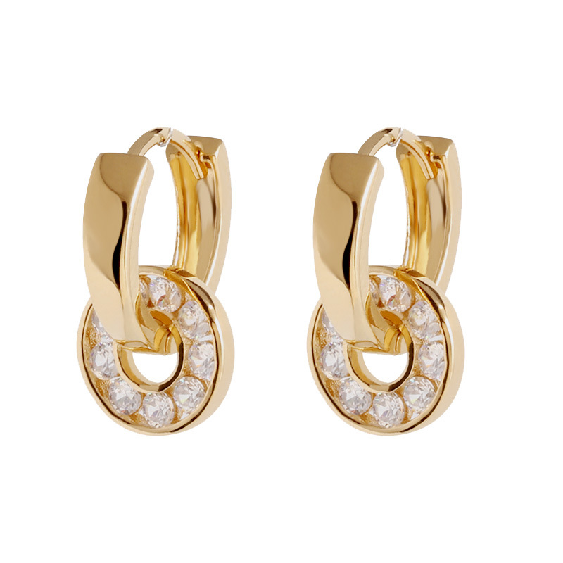 Gold Drop Earrings with Hoop Design