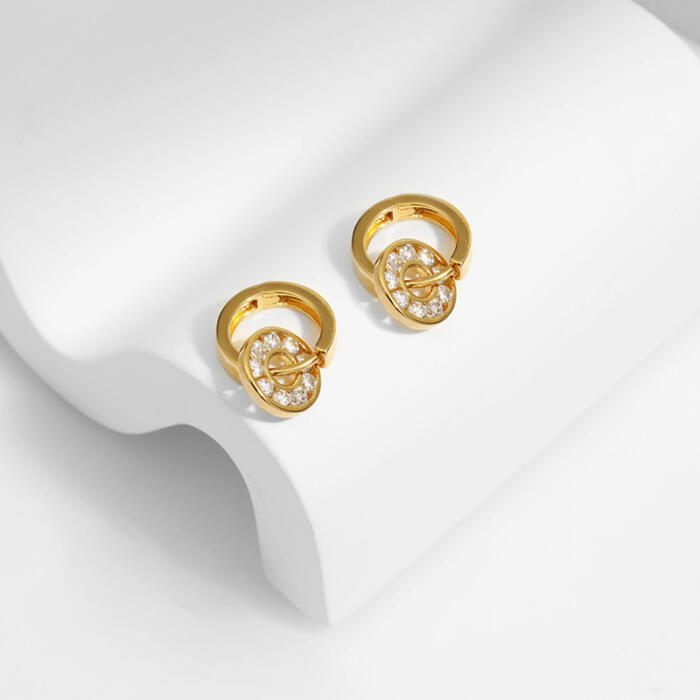 Gold Drop Earrings with Hoop Design